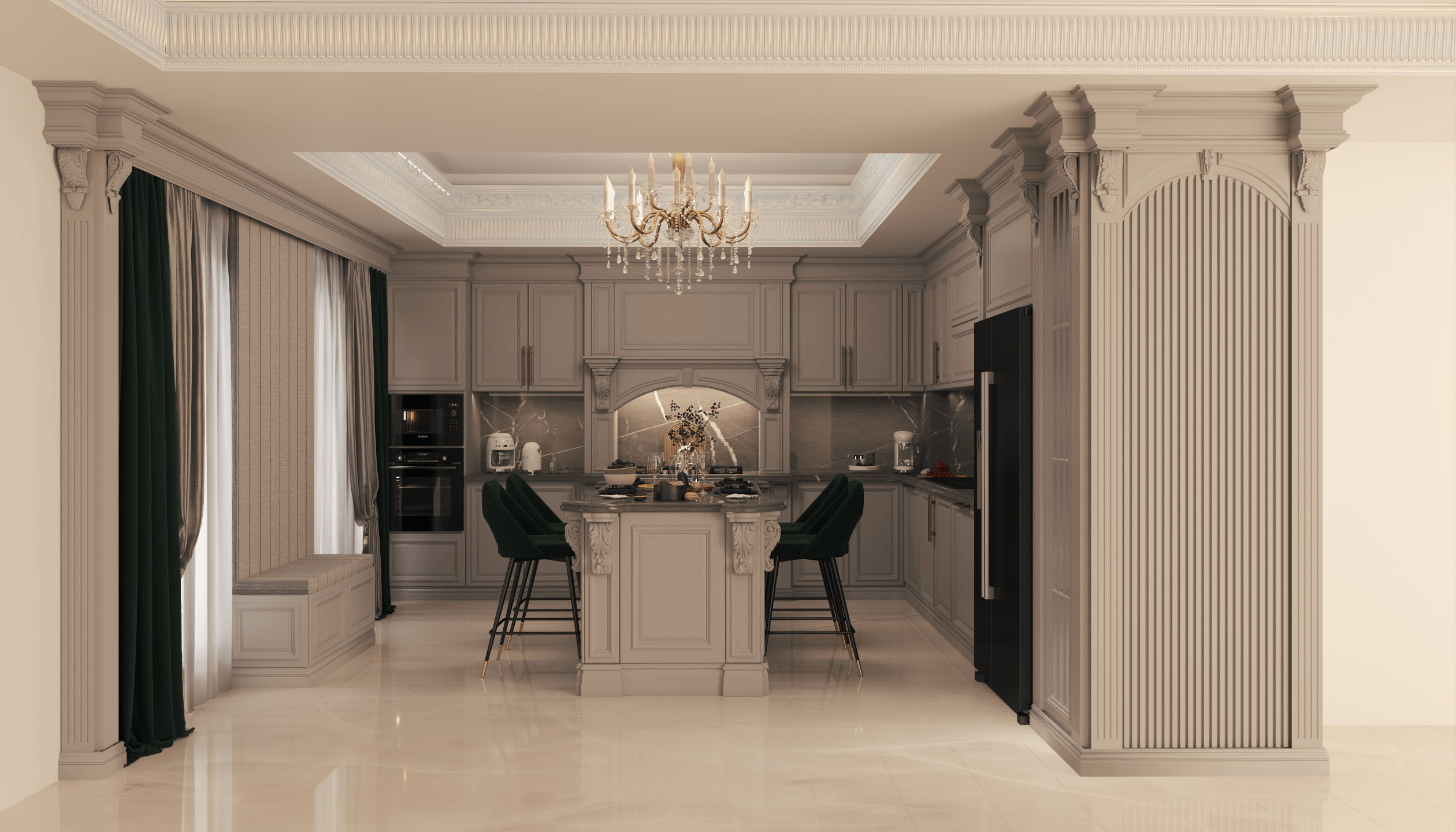 🏠 طراحی داخلی آشپزخانه نئوکلاسیک| پروژه صائب